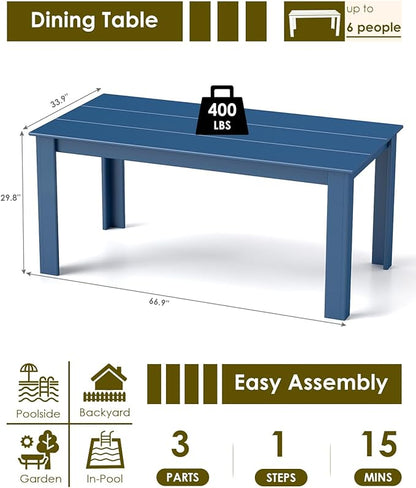GREENVINES Outdoor Dining Table | 67’’ | HDPE | Rectangle Tables