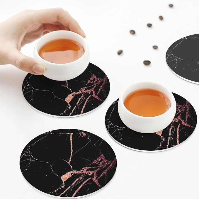 Heat-Resistant Leather Coasters Set of 6, Modern Beverage Coasters