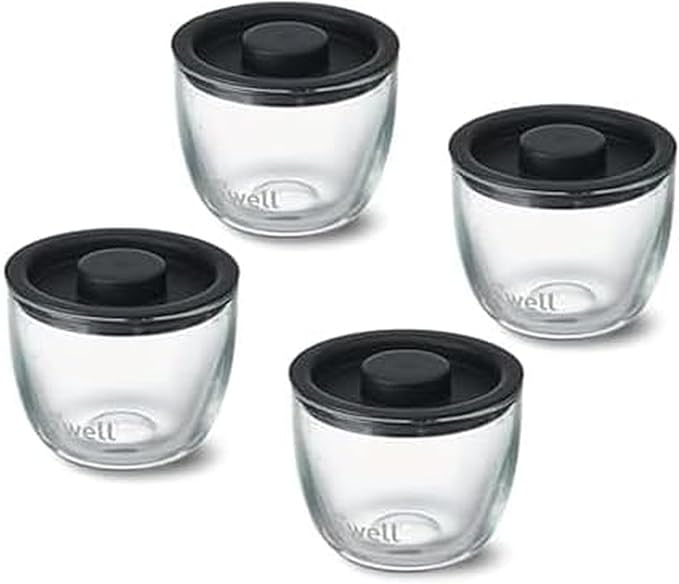 S'well 12oz Glass Prep Bowl Set of 4 for Easy Meal Prep, Black, Durable Tempered Glass, Nesting Design Compatible with 21.5oz S'well Eats Containers