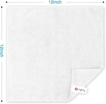 Orighty Microfiber Cleaning Cloth, 12 Pack Microfiber Towels for Cars, Highly Absorbent Car Cleaning Supplies, Lint Free Cloths Clean Rags for Car Care, House, Kitchen, 12x12 inch, White