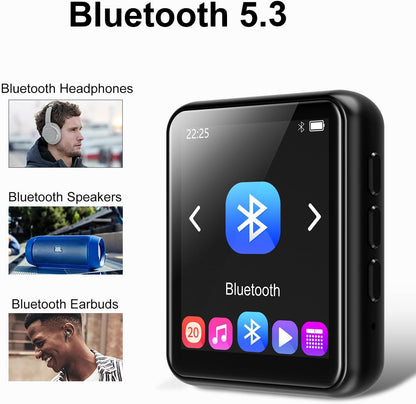 64GB MP3 Player Bluetooth 5.3 Touch Screen Music Player Portable mp3 Player with Speakers high Fidelity Lossless Sound Quality mp3 FM Radio Recording e-Book MP3 Player Support (128GB)