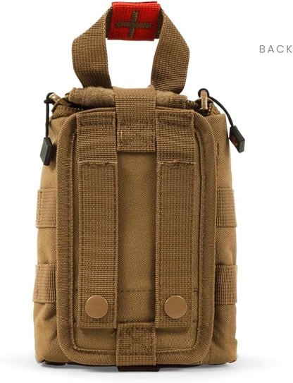 MY MEDIC TFAK Trauma First Aid Kit - Emergency Medical Rescue Gear Bag & Tactical Survival Supplies for Hunting, Hiking, Camping, The Gun Range or Car - Coyote