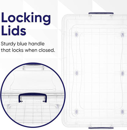 Superio Storage Bins with Lids, Clear Plastic Containers for Organizing, Stackable Totes, BPA Free, Odor Free, Organizer Boxes for Home, and Dorm (2 Pack, 42 Quart)