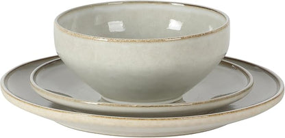Gibson Elite White Sands Plates and Bowls Sets, 12-Piece Stoneware Dinnerware