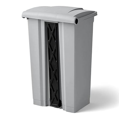 PRO&Family Step-On Trash Can with Lid, Plastic Waste Bin, Foot Pedal Operation (Gray, 23 Gallon)