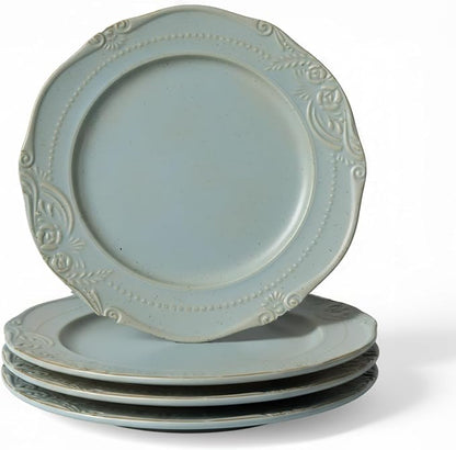 salad plates set of 4, 10.5 inch Reactive Glaze Stoneware Dinner Dish Set
