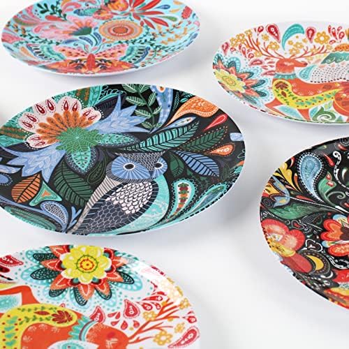 Melamine Plates Set for 4-8 Pcs:Camping Dishes Set with 4 Dinner Plates and 4 Salad Plates.Lightweight and Unbreakable.Indoor and Outdoor Use.