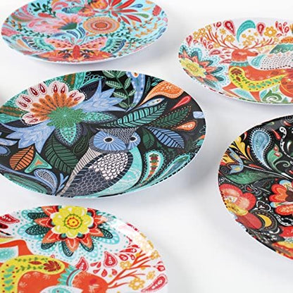 Melamine Plates Set for 4-8 Pcs:Camping Dishes Set with 4 Dinner Plates and 4 Salad Plates.Lightweight and Unbreakable.Indoor and Outdoor Use.