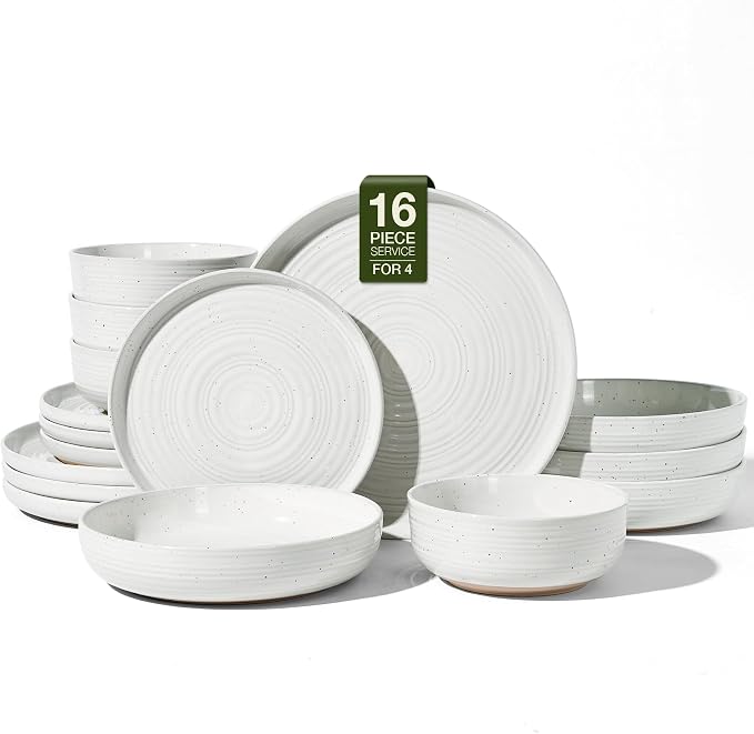 Stoneware Dinnerware Sets with Pasta Bowls, Service