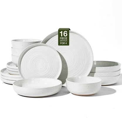 Stoneware Dinnerware Sets with Pasta Bowls, Service