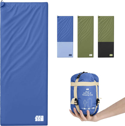 Ultralight Warm Weather Sleeping Bag - Portable, Waterproof, Compact Lightweight, Comfort with Compression Sack - Great for Outdoor Camping, Backpacking & Hiking