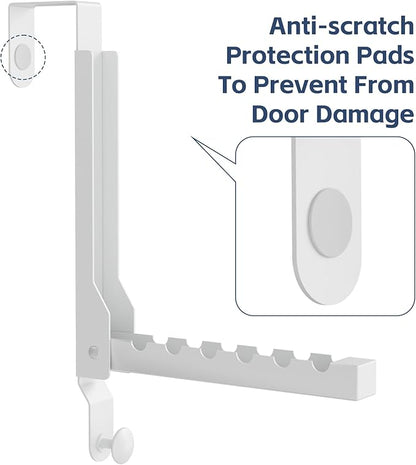 2 Pack Over The Door Drying Rack for Laundry, Over The Door Hanger Foldable, Rust-Resistant Over The Door Clothes Hanger,Heavy Duty Over The Door Hooks Hanger,Over Door Hook for Hanging Clothes,White