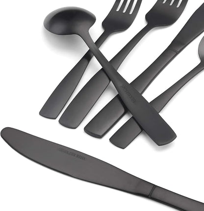 Matte Black Silverware Set, Satin Finish 20-Piece Stainless Steel Flatware set, Tableware Cutlery Set Service for 4, Utensils for Kitchens, Dishwasher Safe