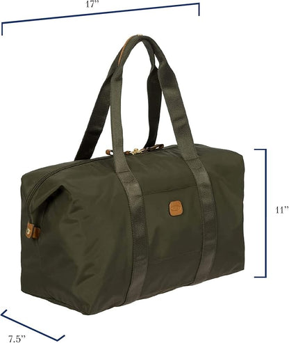 Bric's X-Bag/X-Travel 2.0 Folding Duffel Bag - 18" Carry On and Overnight Travel Bag - Olive