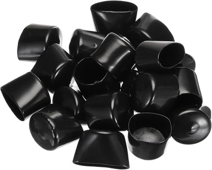 uxcell 20pcs Rubber End Caps 34mm ID Vinyl PVC Round Tube Bolt Cap Cover Screw Thread Protectors Black