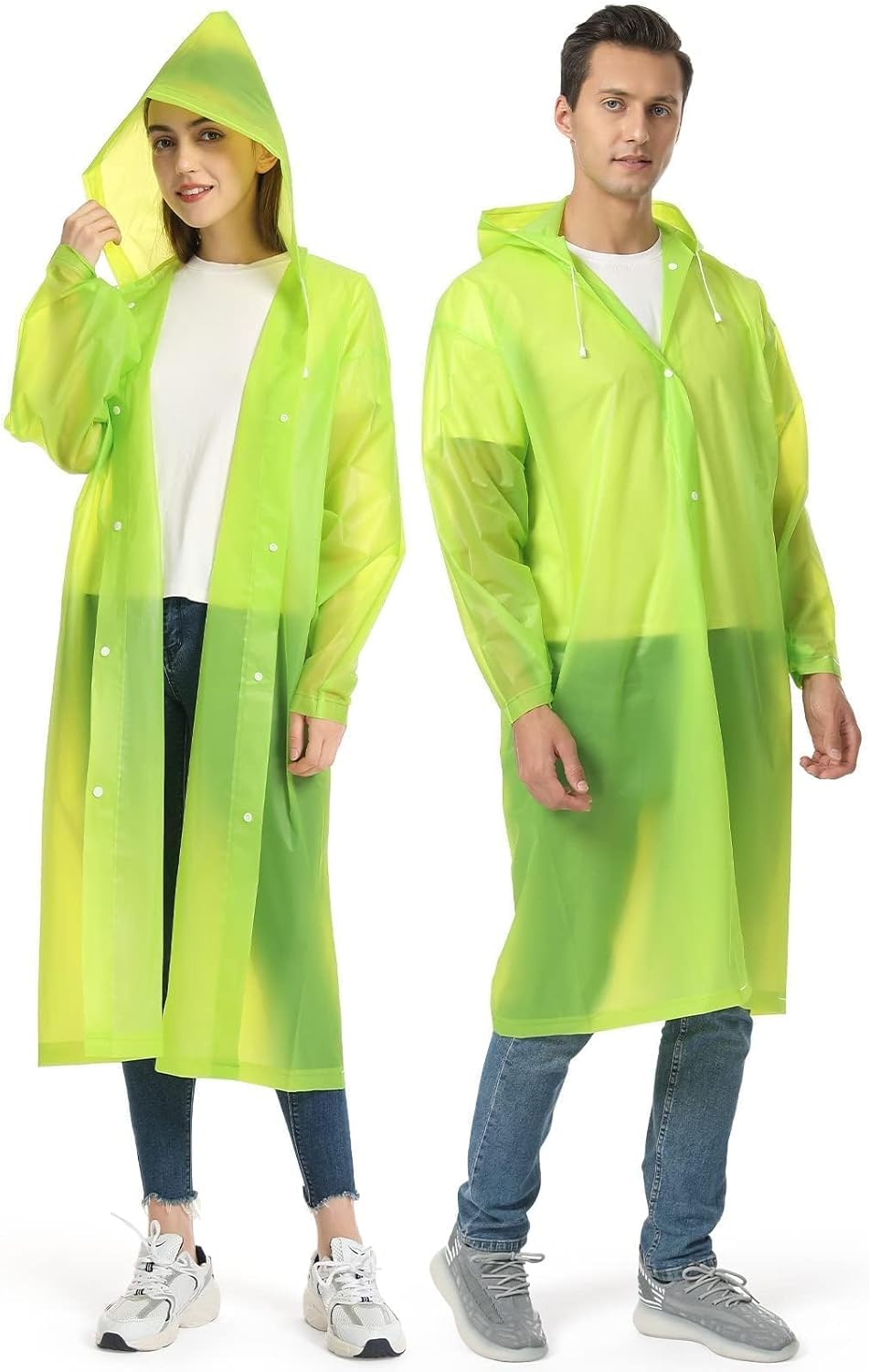 Opret 2 Pack Raincoats for Adults Reusable, EVA Rain Ponchos Lightweight Rain Coat Waterproof Rain Gear for Men and Women