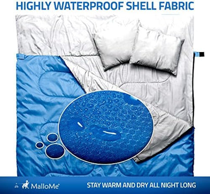 MalloMe Sleeping Bags for Adults Cold Weather & Warm - Backpacking Camping Sleeping Bag for Kids 10-12, Girls, Boys - Lightweight Compact Camping Essentials Gear Accessories Hiking Sleep Must Haves