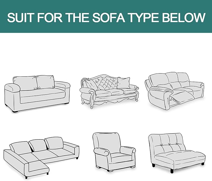 MYSKY HOME Couch Cover Sage Green Sofa Covers, Sectional Couch Covers for 2 Cushion Couch, Geometrical Couch Cover Living Room Sofa Throws Sofa Slipcovers for Pets, Dogs(X-Large, 91" x 118", Sage)