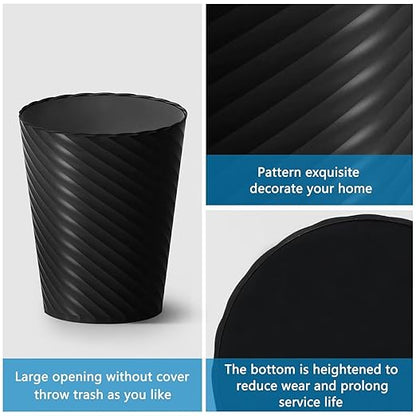 Bathroom Trash Can, 3 Pack 1.8 Gallons Small Trash Can with Trash Bags, Bathroom Garbage Can, Plastic Trash Bin, Round Waste Basket for Bedroom, Office, Kitchen, Room, Compact Space (Black)