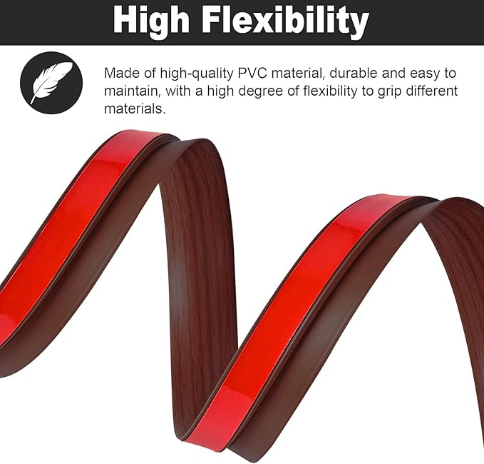 3.3Ft Carpet Floor Transition Strip, Self Adhesive Floor Edging Trim Strip for Doorway, PVC Floor Divider Threshold Cover Suitable for Threshold Height Less Than 5 mm - Red Wine