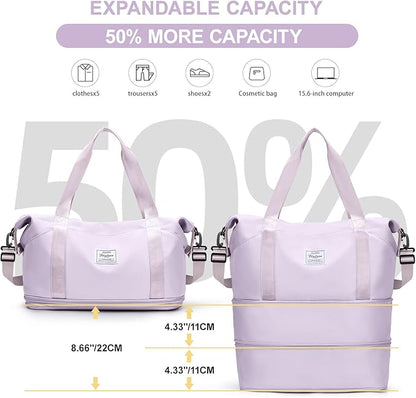 Travel Duffel Bag, Sports Tote Gym Bag, Shoulder Weekender Overnight Bag for Women