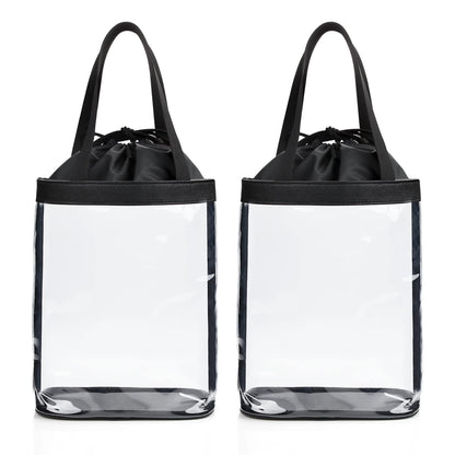 Clear Makeup Bags, TSA Approved Toiletry Bag for Traveling, Clear Travel Bag for Toiletries, Waterproof Transparent Cosmetics Bag Organizer for Women Men, Carry on Airport Airline Compliant Bag (2PCS)