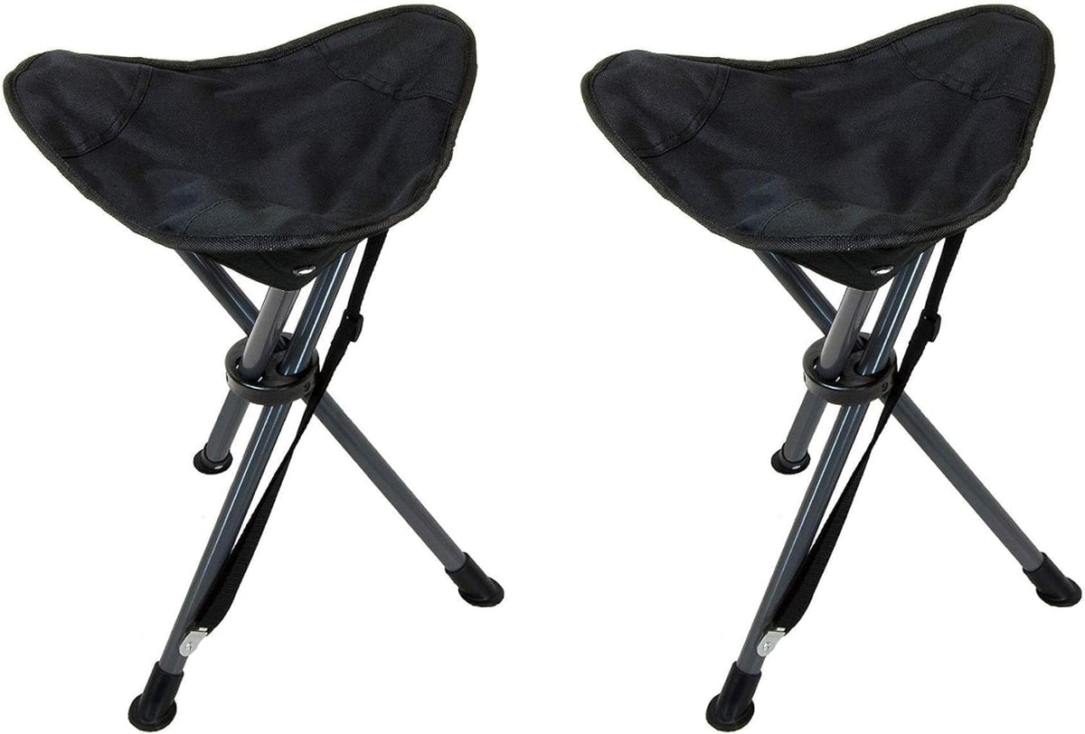 Travel Chair C-Series Slacker Tripod Chair for Camping, Lightweight Chair, Adjustable Carry Strap for Easy Transport | Outdoor Adventures Lighter Version of The Original Slacker Stool, Black - 2-Pack