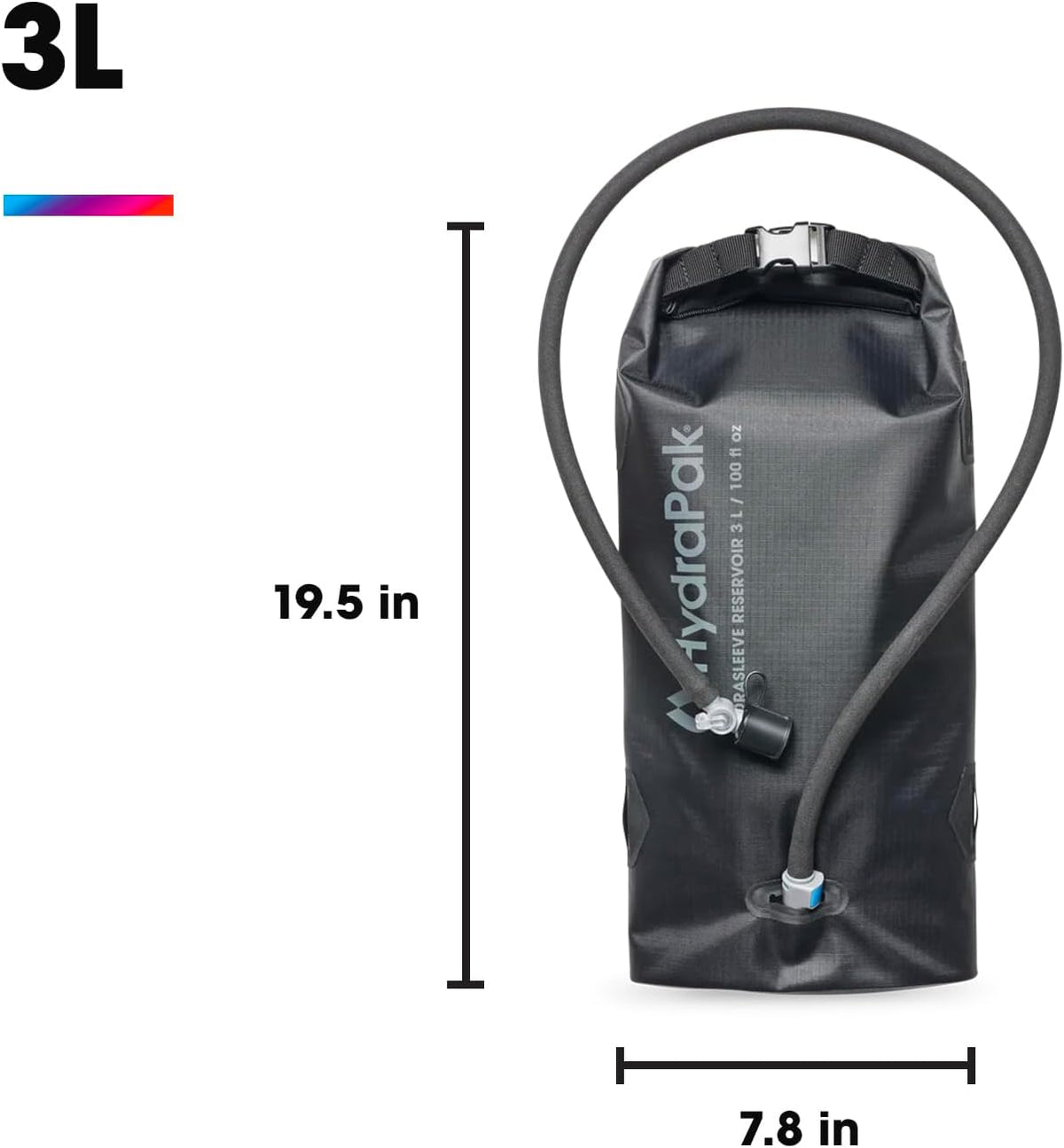 Hydrapak HydraSleeve - Insulated Sleeve with Shape-Shift Low-Profile Water Bladder/Reservoir for Hydration Backpacks, 3-Liter (100 oz.), High Flow Bite Valve, Safe & Reliable