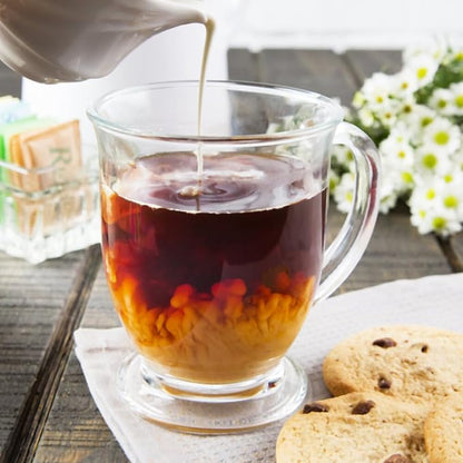 Clear Glass Cafe Mug, 16 oz Capacity, Crystal Construction, Footed Base, Dishwasher Safe, Customizable, 12 per Case