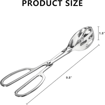 Kitchen Tongs for Cooking for Buffet Party Catering - Stainless Steel Salad Tongs for Food Bread Cake Bake Dessert, 10-Inch Serving Tongs for Grill, Steak, Barbecue, Scissor Design (1 Pack)