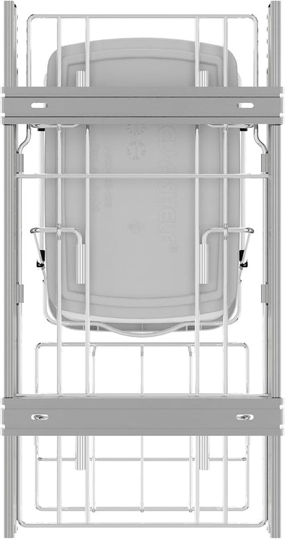 Rev-A-Shelf Pullout Trash Can for Kitchen Cabinets 35 Quart Garbage Waste Recycling Bin with Full Extension Slides, White, RV-12KD-11C