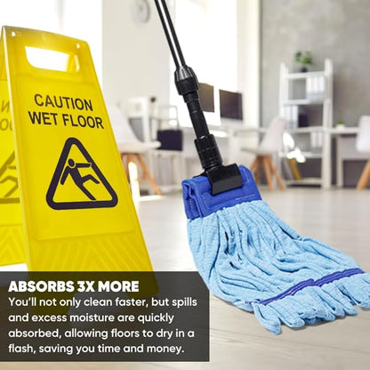 Commercial Mop Head Replacement – 1 Pack Medium Red Microfiber Tube Mop (14 oz.) | Industrial Wet Mops | Refill Heads, Machine Washable, Heavy Duty | Hardwood, Tile, Laminate, Vinyl Floors