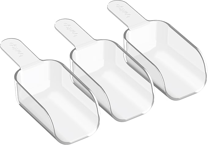 Bentgo Pantry - 3-Piece All Purpose Scoop Set, 1/2 Cup (4 oz) Spoon, Clear & Lightweight, Ideal for Scooping Flour, Sugar, Coffee, Candy, & More for Kitchen and Pantry Containers (Clear)