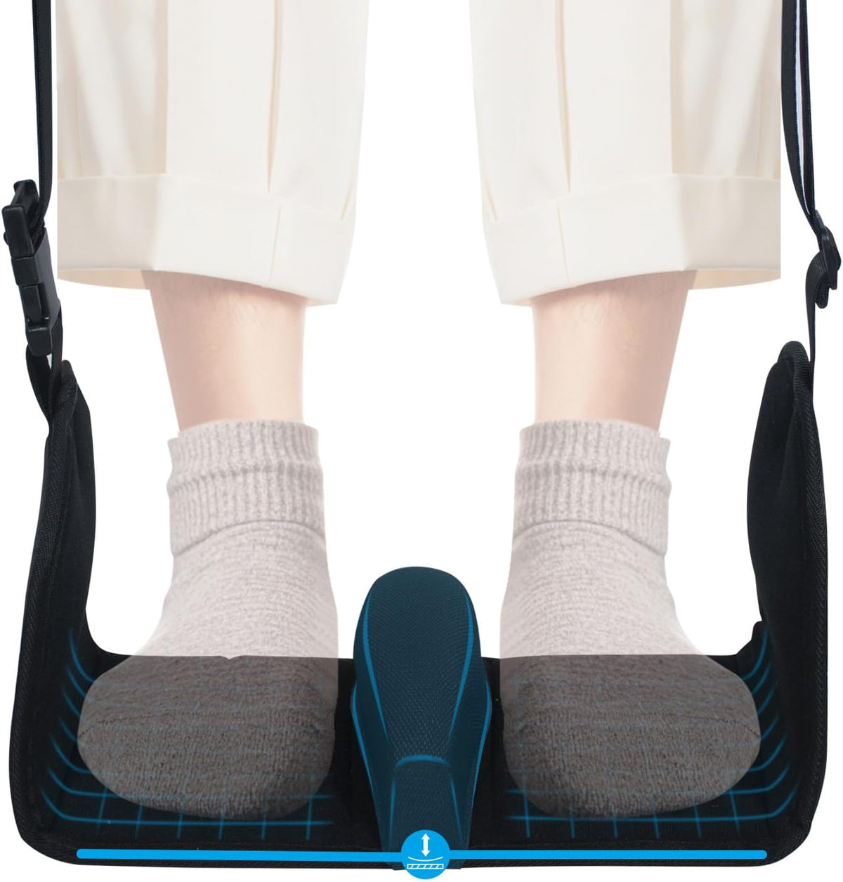Airplane Foot Hammock, Foot Hammock for Travel Accessories with Ergonomic Removable Foot Divider Design, Airplane Foot Rest, Premium Comfortable Memory Foam & Hardboard for No Feet Clashing(Large)