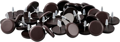 Furniture Glides Sliders-Furnigear PTFE (Teflon) Chair Leg Movers Sliders for Carpet Surface - Move Your Furniture Easy & Safely - Floor Protector (3/4" Nail, Brown-40pack, not for Wood Floors)