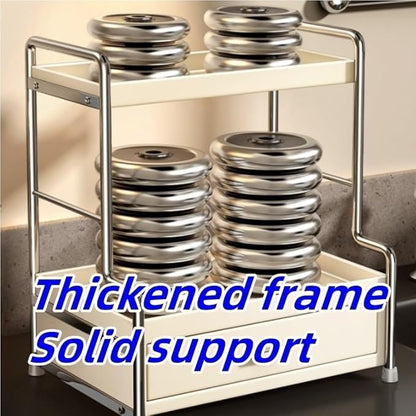 2-Tier Metal Spice Rack Desktop Storage Rack with Drawers Multifunctional Organizer Cosmetic Box for Bathroom Kitchen Beautiful