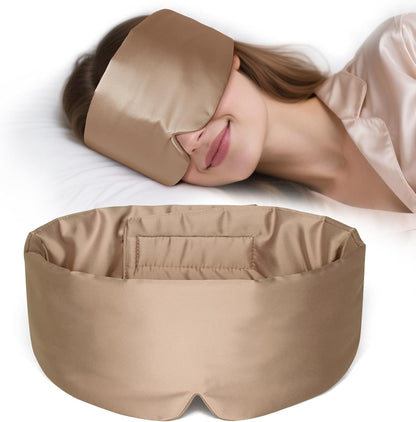 Zenssia Satin Sleep Mask for Women and Men, Lightweight Padded Eye Mask with Adjustable Strap, Comfort Blackout for Travel and Nap - Taupe
