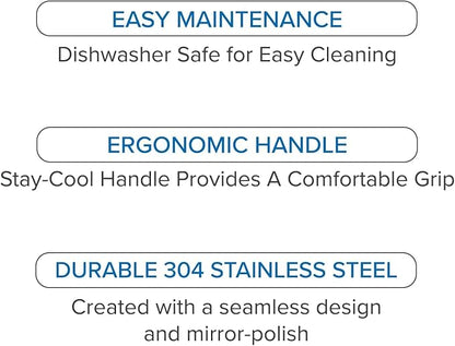 Viking Kitchen Utensils Set, 6 Piece Stainless Steel Cooking Utensil Set, Includes Spatulas, Spoons, Pasta Fork, and Deep Ladle, Hollow Forged, Silver