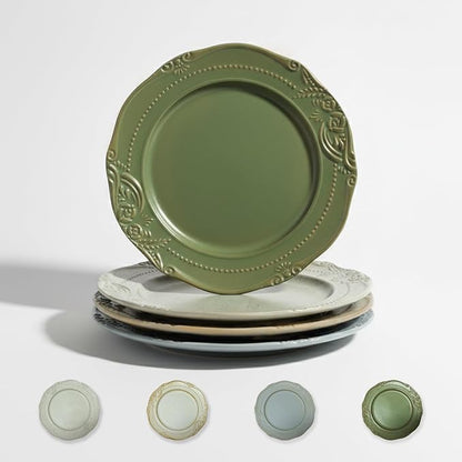 salad plates set of 4, 10.5 inch Reactive Glaze Stoneware Dinner Dish Set