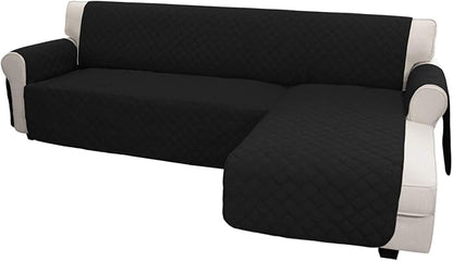 Easy-Going L Shape Sofa Slipcover - Reversible Sectional Couch Cover - Furniture Protector for Pets & Kids (Small, Black/Black)