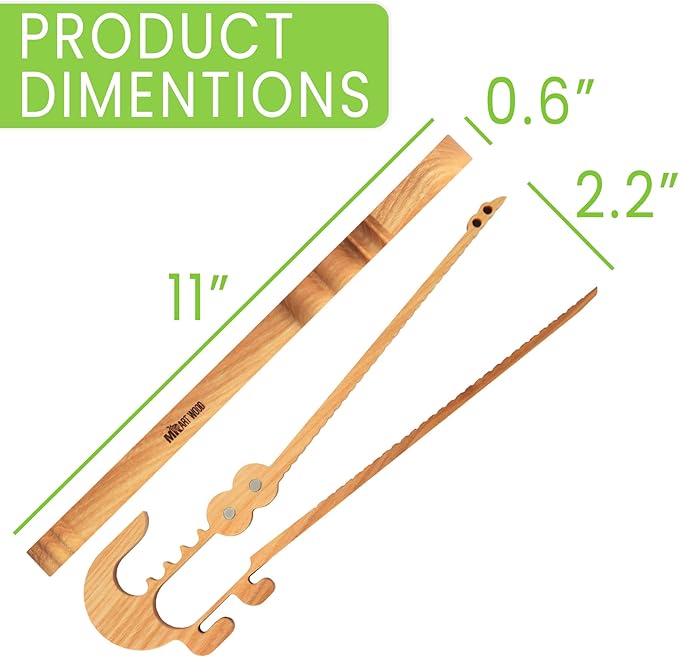 Crocodile-Shaped Wooden Toaster Tongs | 11-Inch Magnetic Kitchen Utensil for Cooking, Camping, and Outdoor Use | Fun, Easy Storage, Superior Grip | Great for Kids & Adults, Toast, BBQ