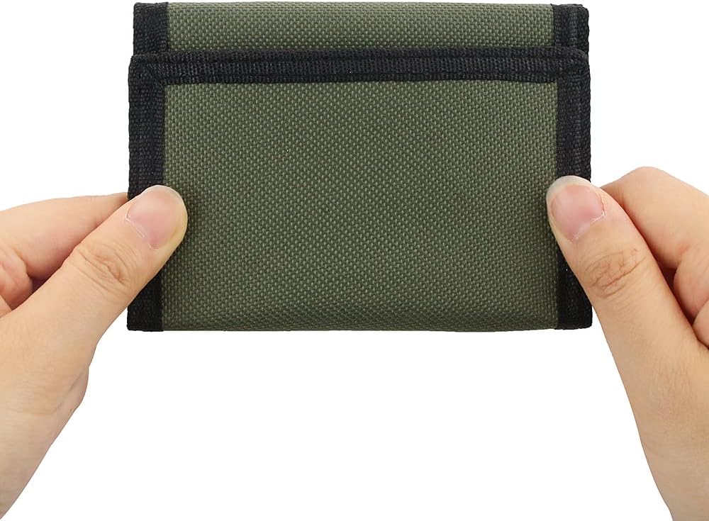 NEICY RFID Blocking Canvas Wallet for Men and Women - Camo Trifold Outdoor Sports Wallets with Magic Sticker for Teen Kids (Green)