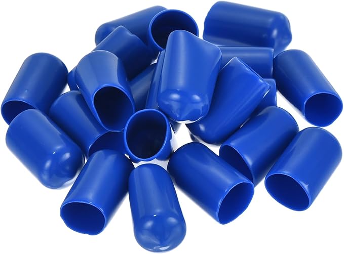 uxcell 20pcs Rubber End Caps 12mm(1/2 inch) ID Vinyl Round Tube Bolt Cap Cover Screw Thread Protectors Blue