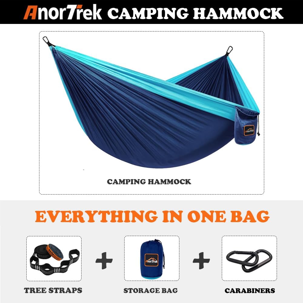 Camping Hammock, Super Lightweight Portable Parachute Hammock with Two Tree Straps Single or Double Nylon Travel Tree Hammocks for Camping Backpacking Hiking