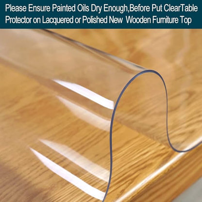 Wood Furniture Table Protector Clear Plastic Wipeable Tablecloth Eco Thick Protective Desk Cover Clear Vinyl Dining Tabletop Protection Pad Easy Clean Polyester Waterproof Table Cloth 38X78 inch