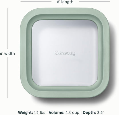 Caraway Glass Food Storage - 10 Cup Glass Container with Ceramic Coated Non-Stick Lids - Easy to Store, Non-Toxic, Dishwasher, Oven, & Microwave Safe