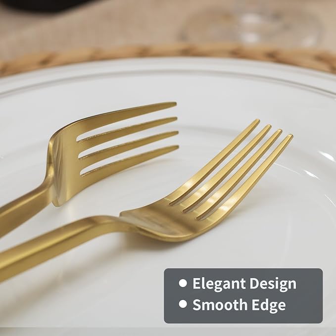 Alata Cube Gold 20-Piece Flatware Set, Forged Cutlery Set, Matte Gold