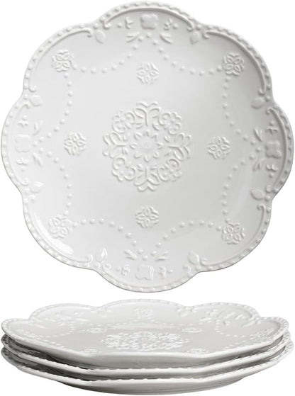 Gaolinci European Palace Series Lace Embossed Ceramic Dinner Plate