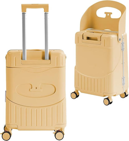 TABU 20" Ride-on Luggage with Seat For Kids & Adults，Carry On Hardshell Ride On Suitcase with 360° Lockable Spinner and TSA Lock, Yellow