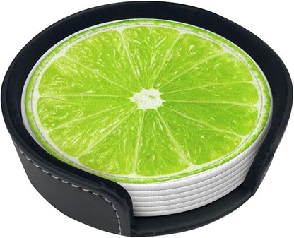 6 Pack Tropical Lime Slice Coaster